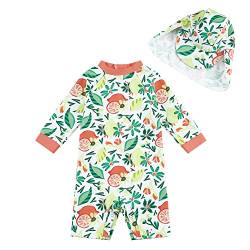 upandfast Baby Mädchen Badeanzug mit Knöpfen UPF50+ Badebekleidung Für Baby(Orange Zitrone,3-6 Monate) von upandfast