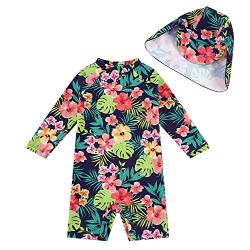 upandfast Baby Mädchen Bademode Langärmlige UPF50+ Sonnenschutz Schnell Trocknende Badebekleidung für Baby(Blume,18-24 Monate) von upandfast