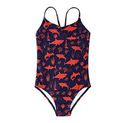 upandfast Badeanzug für Mädchen Sonnenanzug Bademode Kinder Einteiliger Schwimmanzug Badeanzüge(Roter Hai,4 Jahre) von upandfast