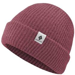 urban ace | CrewU | Beanie Mütze, Haube, für Frühling, Herbst, Winter, weich & leicht, Damen, Herren, Unisex, glatter, weicher Stoff, optimale one Size Passform, Melange Beanie (Ruby) von urban ace