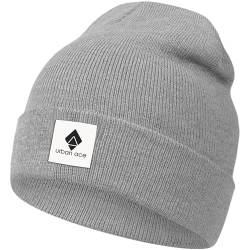 urban ace | Street Classics | Beanie, Mütze, Haube | dichter Stoff, doppellagig | mit Patch | Damen, Herren | Frühling Herbst Winter | weich & hochwertig (Grey, Stoffpatch) von urban ace