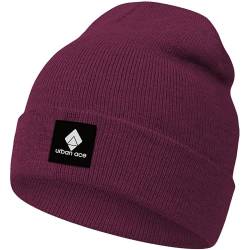 urban ace | Street Classics | Beanie, Mütze, Haube | dichter Stoff, doppellagig | mit Patch | Damen, Herren | Frühling Herbst Winter | weich & hochwertig (Ruby, Stoffpatch) von urban ace