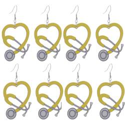 4 Paar Krankenschwester-Ohrringe - Stethoskop Ohrringe - Hängende Ohrringe Aus Holz - Baumelnde Ohrringe Für Frauen, Arzt, Krankenschwester, Geschenk von usefulbeauty