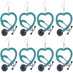 4 Paar Krankenschwester-Ohrringe - Stethoskop Ohrringe - Hängende Ohrringe Aus Holz - Baumelnde Ohrringe Für Frauen, Arzt, Krankenschwester, Geschenk von usefulbeauty