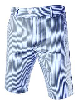 Sourcingmap Herren Mid Waist Button Streifen Kurze Hose Shorts Blau Weiß 36 von uxcell