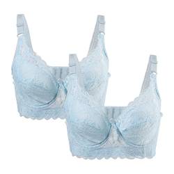 sourcing map Damen Plus Size Blumen Spitze Vollabdeckung Verstellbar Formbügel Bügel BH Hellblau-2 Pcs 42/95 Fit 40B/C von uxcell