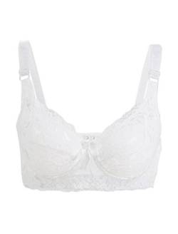 sourcing map Damen Plus Size Blumen Spitze Vollabdeckung Verstellbar Formbügel Bügel BH Weiß 46/105 Fit 44B/C von uxcell