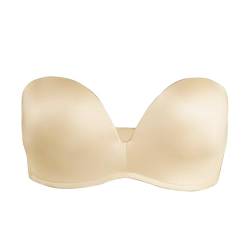 sourcing map Frauen Anti-Rutsch-Push-up Hochzeit Bügel Braut Balconette trägerlosen BH Beige 34B von uxcell