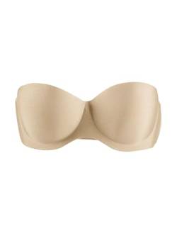 uxcell Damen Trägerloser Demi-Cup-Push-Up-Bügel-BH mit abnehmbaren Bügeln, beige, 65A von uxcell