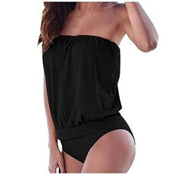 Badeanzug Damen Bauchweg Ohne Träger Monokini Badeanzug Elegant Sommer Strandmode Badeanzüge Sexy Elegant Vintage Bikini Mädchen Anzug Damen Figurformend Effekt Bekleidung Damen Schwarz M von uxxnjfg