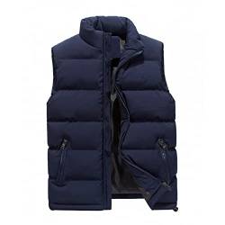 Generic Herren Weste Outdoor Leichte Puffer Winter Arbeitsweste Slim Fit Mit Reißverschluss Taschen Pufferweste Übergrößen Fleece Weste Gilet Ärmellose Sportweste Männer Jacket Blau 5XL von uxxnjfg