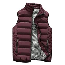 Generic Outdoor Weste Herren Leichte Puffer Winter Arbeitsweste Lightweight Mit Stehkragen Sportweste Übergrößen Fleece Weste Gilet Ärmellose Pufferweste Männer Jacket Wein XXL von uxxnjfg