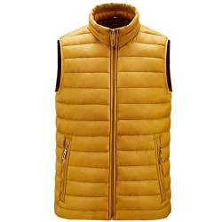 Generic Steppweste Herren Leichte Puffer Winter Arbeitsweste Sport Mit Stehkragen Pufferweste Übergrößen Fleece Weste Gilet Ärmellose Sportweste Männer Jacket Gelb 5XL von uxxnjfg