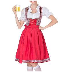 Generic Trachtenbluse Damen Dirndl, Oktoberfest Damen Outfit, Herbst Outfit, Trachtenbluse Maid Dress Lustige Sexy Princess Kostüm Erwachsene Mode 70er Jahre Festival Outfit Rot 3XL von uxxnjfg