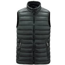 Generic Weste Herren Leichte Puffer Winter Arbeitsweste Sport Mit Reißverschluss Taschen Pufferweste Übergrößen Fleece Weste Gilet Ärmellose Sportweste Oberbekleidung Grün 6XL von uxxnjfg