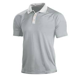 Herren T Shirt Taktisches Shirt Sweatshirt Henley Kurzarm Tshirts Sommer Freizeit Slim Fit Günstig Kleider Outdoor Oversize Basic Polo Shirt Kleidung Clothes Outfits Hellgrau M von uxxnjfg