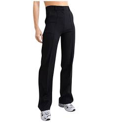 Sporthose Damen Lockere Baumwolle Leinen Elastischer Bund Pants Damen Freizeit Weite Stretch Damenhosen Palazzo Jogging Fitness Bequeme Luftige Hosen Sporthose Damen Kleidung Outfits Schwarz M von uxxnjfg