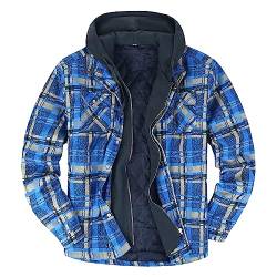 Winterjacke Herren Jacke Fleecejacke Winter Wärme Karierte Jacke Männer Geschenke Mode Thermo Herbst Mäntel Outdoor Sport Fahrrad Jacken Für Herren Mens Jacket Blau XXL von uxxnjfg