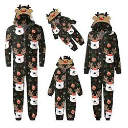 uxxnjfg Generic Weihnachts Pyjama Familie Set Kuschel Warmer Onesie mit Kapuze Pyjama Couple Weihnachtsoutfit Herren Kinder Baby Sleepwear Schlafanzüge Für Vater Mutter Junge Mädchen Damen L von uxxnjfg