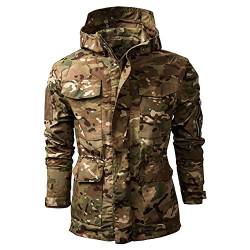 uxxnjfg Herren Jacke Winter Übergangsjacke Wärme Military Jacke Zipper Camouflage Wintermantel Wärme Arbeits Modern Outdoor Jacken Locker Langarm Winterparka Oberbekleidung Armeegrün S von uxxnjfg