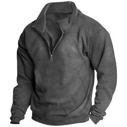 uxxnjfg Herren Pullover Ohne Kapuze Winter Fleece Classic Sweatshirt 90er Jahre Outfit Herren Warme Sport Stehkragen Oberteile Herbst Langarm Modern Poloshirt Weihnachtspullover Dunkelgrau S von uxxnjfg