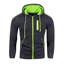 uxxnjfg Herren Winterjacke Mit Kapuze Casual Fleece Winterjacke Fitness Vintage Pullover Zip Up Outdoor Sportbekleidung Herbstjacke Trainingspullover Herren Clothes Halloween Grün XL von uxxnjfg