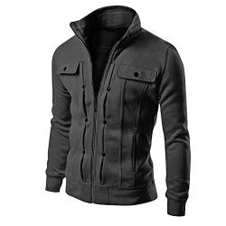 uxxnjfg Herren Winterjacke Übergangsjacke Warme Bomberjacke Zipper mit Stehkragen Arbeitsjacke Locker Modern Business Herbst Jacke Übergrößen Langarm Winterparka Männer Jacket Dunkelgrau M von uxxnjfg