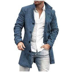 uxxnjfg Jacke Herren Winter Übergangsjacke Wärme Wintermantel Trenchcoat Winterparka Business Übergrößen Locker Herbst Jacke Arbeits Langarm Wintermantel Männer Jacket Königsblau L von uxxnjfg