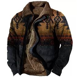 uxxnjfg Mantel Herren Winter Übergangsjacke Warme Fleecejacke Zipper Winterparka Modern Wärme Vintage Outdoor Jacken Locker Langarm Wintermantel Oberbekleidung Kaffee 3XL von uxxnjfg