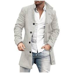 uxxnjfg Mantel Herren Winter Übergangsjacke Warme Wintermantel Trenchcoat Arbeitsjacke Wärme Modern Vintage Herbst Jacke Übergrößen Langarm Wintermantel Oberbekleidung Beige L von uxxnjfg