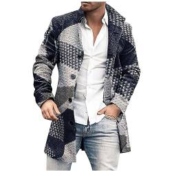 uxxnjfg Mantel Herren Winter Übergangsjacke Warme Wintermantel Trenchcoat Winterparka Wärme Modern Arbeits Outdoor Jacken Übergrößen Langarm Wintermantel Oberbekleidung Dunkelblau L von uxxnjfg