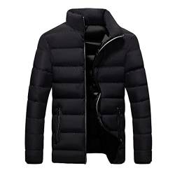 uxxnjfg Winterjacke Herren Leichte Stehkragen Puffer Jacke Modern Zipper Warme Steppjacke Große Größen Basic Parka Männer Jacken Sport Langarm Jacke Strickjacke Weihnachts Schwarz 5XL von uxxnjfg