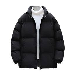 uxxnjfg Winterjacke Herren Stehkragen Puffer Jacke Oversize Zipper Wärmer Übergangsjacke Große Größen Outdoor Parka Männer Jacken Sport Langarm Jacket Strickjacke Halloween Schwarz XL von uxxnjfg