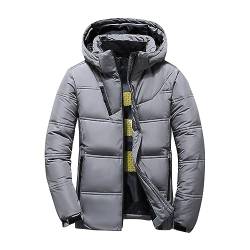 uxxnjfg Winterjacke Herren mit Kapuze Puffer Jacke Modern Zipper Wärmer Steppjacke Große Größen Oversize Parka Männer Jacken Outdoor Langarm Jacket Strickjacke Weihnachts Hellgrau L von uxxnjfg