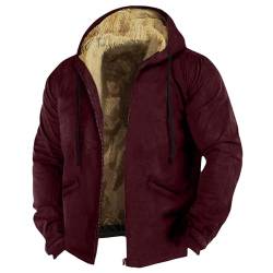 uxxnjfg Wintermantel Herren Jacke Fleecejacke Winter Wärme Kapuzenjacke Black Friday Angebote 2023 Vintage Thermo Herbst Mäntel Outdoor Wandern Sport Jacken Für Herren Coat Men Rot XL von uxxnjfg