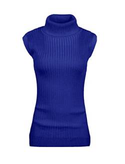 v28 Damen ärmel gewelltes hoch Neck Pullover mit Stehkragen Dehnbare Strickpullover top x-Large blau von v28