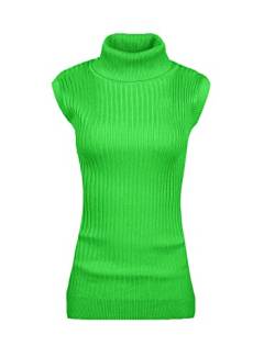 v28 Frauen ärmellose hohe Hals Rollkragen Stretchable Knit Sweater Top, Tender Green, X-Groß von v28