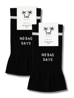 vacayto 2 Paar Statement Socken mit Spruch No Bad Days für Damen & Herren in schwarz von vacayto