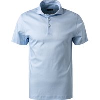 van Laack Herren Polo-Shirt blau Baumwoll-Jersey meliert von van Laack