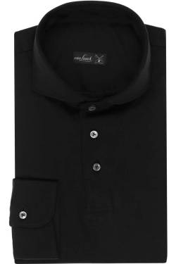 van Laack Meisterwerk Slim Fit Longsleeve Poloshirt schwarz, Einfarbig von van Laack