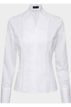 van Laack Slim Fit Bluse weiss, Einfarbig von van Laack