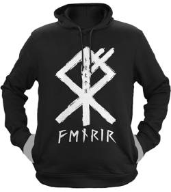 NØRTH Legendary Herren Hoodie mit Kapuze - Fenris Wolfsrune - nordische Wikinger Walhalla Geschenke für Männer, Valhalla Viking Herren Pullover, Farbe:Schwarz, Größe:XXL von vanVerden