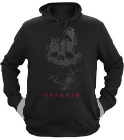 NØRTH Legendary Herren Hoodie mit Kapuze - Helheim Unterwelt Totenreich - nordische Wikinger Walhalla Geschenke für Männer, Valhalla Viking Herren Pullover, Farbe:Schwarz/Blutrot, Größe:L von vanVerden