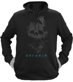 NØRTH Legendary Herren Hoodie mit Kapuze - Helheim Unterwelt Totenreich - nordische Wikinger Walhalla Geschenke für Männer, Valhalla Viking Herren Pullover, Farbe:Schwarz/Petrol, Größe:3XL von vanVerden