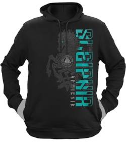 NØRTH Legendary Herren Hoodie mit Kapuze - Sleipnir Pferd 8 Beinen - nordische Wikinger Walhalla Geschenke für Männer, Valhalla Viking Herren Pullover, Farbe:Schwarz/Petrol, Größe:XXL von vanVerden