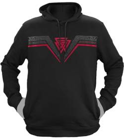 NØRTH Legendary Herren Hoodie mit Kapuze - Valknut Wotansknoten - nordische Wikinger Walhalla Geschenke für Männer, Valhalla Viking Herren Pullover, Farbe:Schwarz/Blutrot, Größe:S von vanVerden