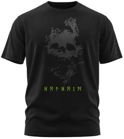 NØRTH Legendary Herren T-Shirt - Helheim Unterwelt Totenreich Brust Aufdruck, nordische Wikinger Walhalla Geschenke für Männer, Odin Thor Valhalla Viking Shirt, Farbe:Schwarz/Grün, Größe:3XL von vanVerden