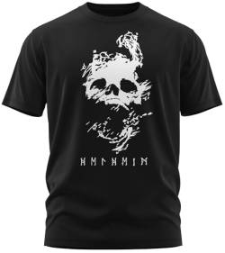 NØRTH Legendary Herren T-Shirt - Helheim Unterwelt Totenreich Brust Aufdruck, nordische Wikinger Walhalla Geschenke für Männer, Odin Thor Valhalla Viking Shirt, Farbe:Schwarz/Weiß, Größe:3XL von vanVerden