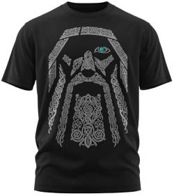 NØRTH Legendary Herren T-Shirt - Odin Gott Rabe Brust Aufdruck, nordische Wikinger Walhalla Geschenke für Männer, Thor Valhalla Viking Shirt, Farbe:Schwarz/Petrol, Größe:XL von vanVerden