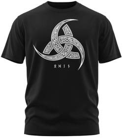 NØRTH Legendary Herren T-Shirt - Odins Hörner Trinkhörner Brust Aufdruck, nordische Wikinger Walhalla Geschenke für Männer, Odin Thor Valhalla Viking Shirt, Farbe:Schwarz/Weiß, Größe:3XL von vanVerden